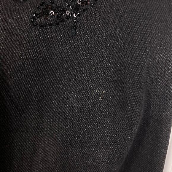 NWT SANDRO PARIS Jeans 36 Waist~27”Black Sequins Embroidery RawHem Straight”Alis - Picture 8 of 16